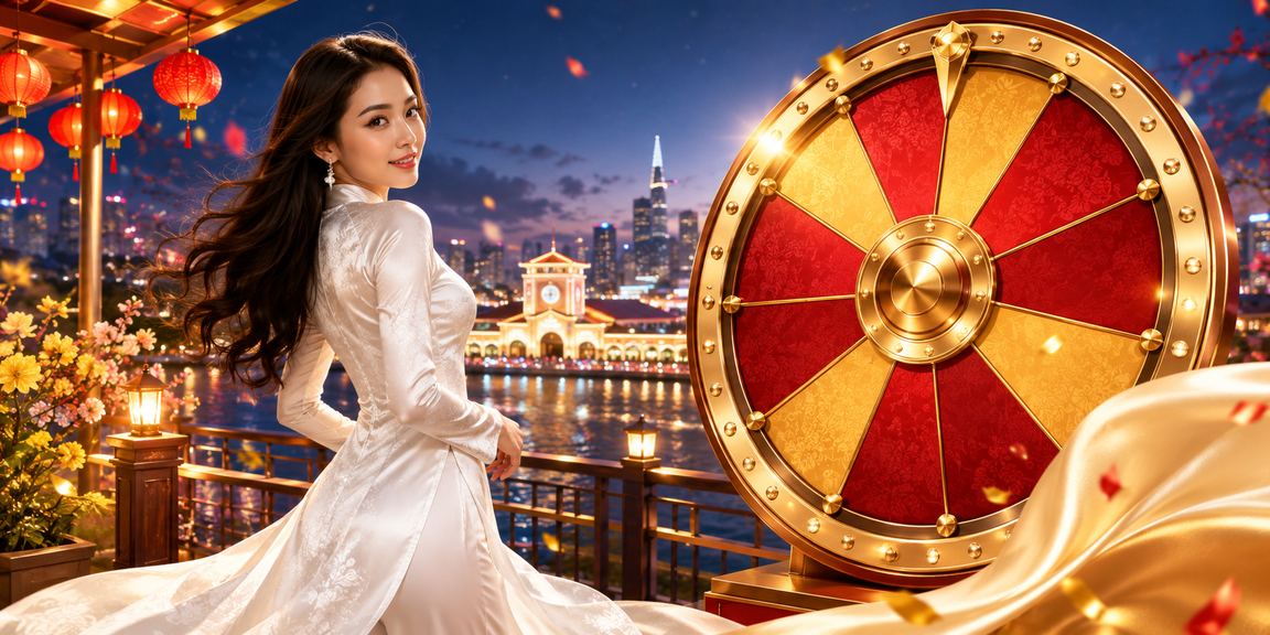 Người phụ nữ TP.HCM mặc áo dài tham gia rút thăm trúng thưởng cao cấp trong không gian sang trọng